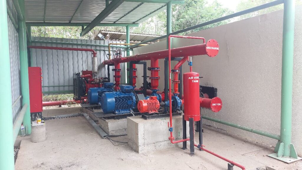 Sterling Fire System installing fire sprinklers in an industrial facility in Pune